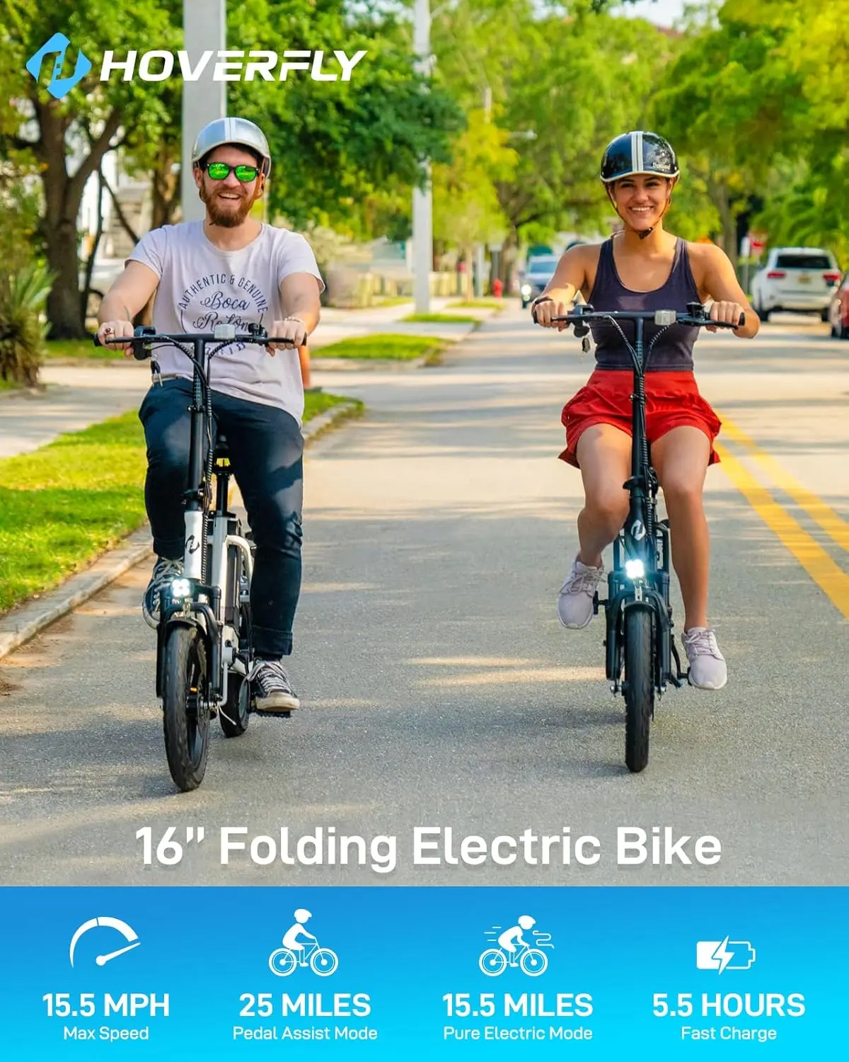 16 inch foldable electric bicycle with front suspension and adjustable seats, suitable for adult male and female commuting