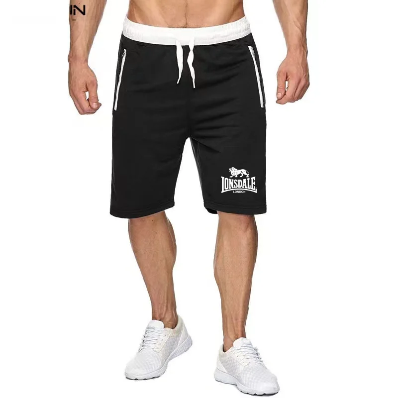 2024 New Summer men\'s fashionable beach shorts Lonsdale Print sports running casual shorts quick drying sports board shorts