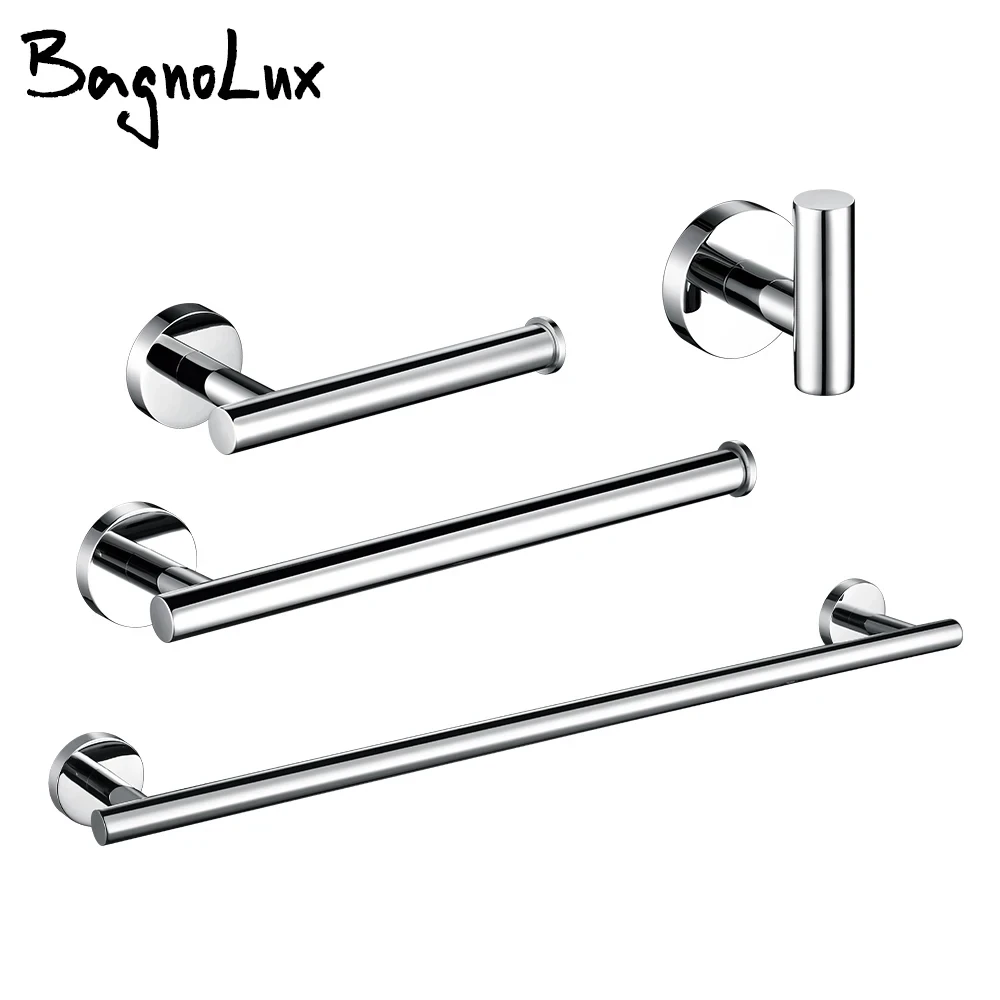 

BagnoLux Stainless Steel Chrome Beautiful Wall Hook Toilet Paper Holder Towel Ring Bar Self-Adhesive Bathroom Accessories