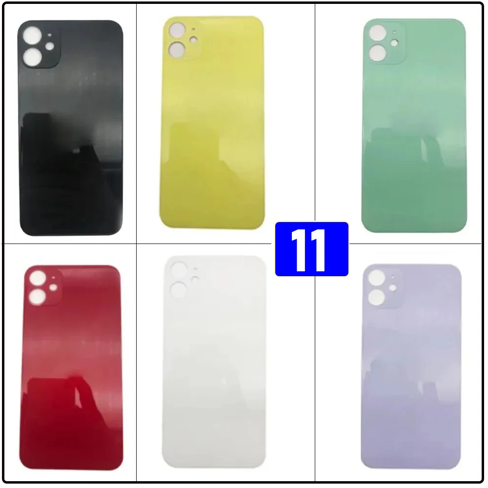 NEW Big Hole Back Glass Rear Door Replacement Housing Case For iPhone 11 Battery Back Cover Glass with Adhesive For iPhone 11