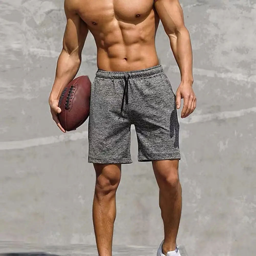 Шорты спортивные с эластичным поясом, модные повседневные с приятными на ощупь боковыми карманами, на шнурке, с защитой от усадки, для тренировок, на лето