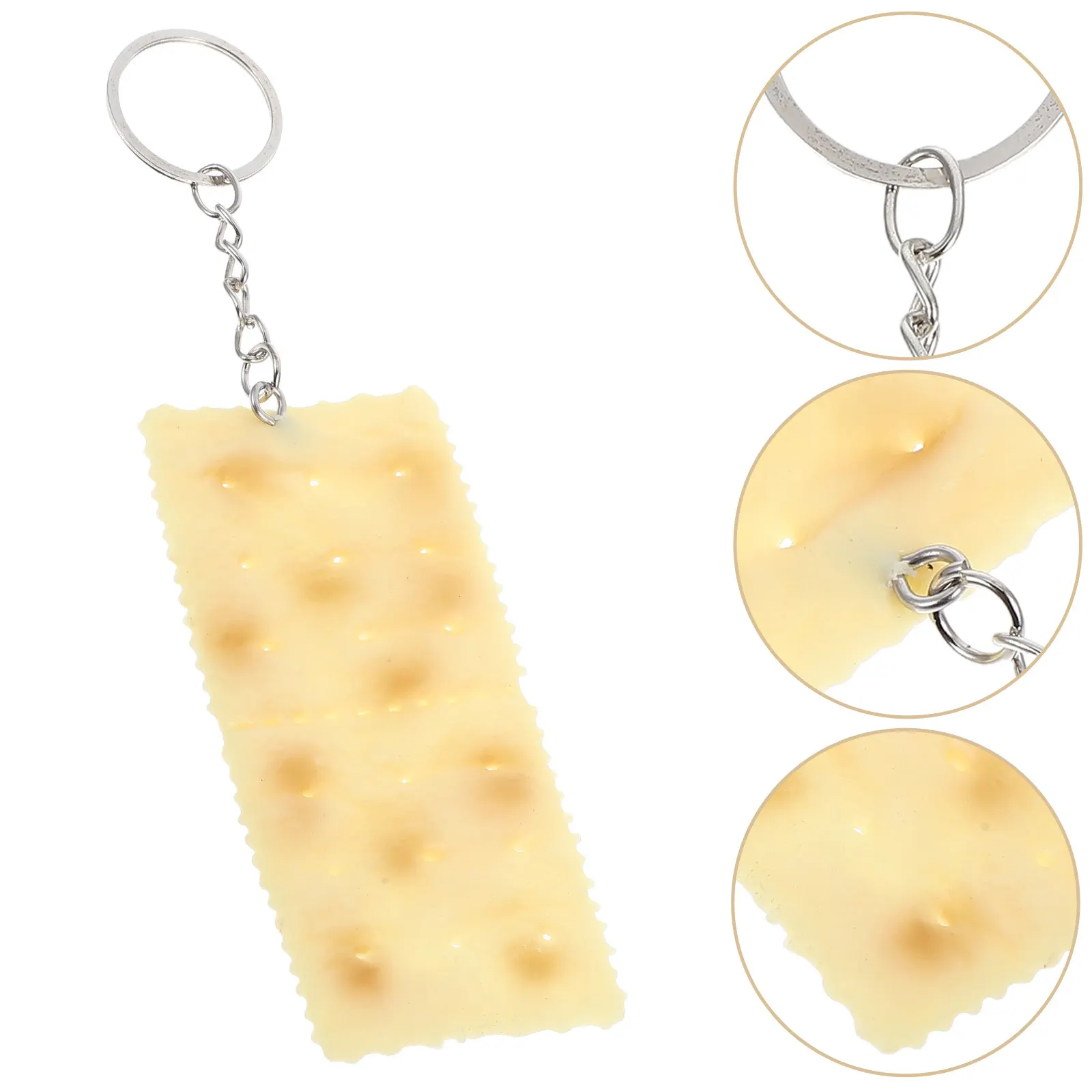 

5Pcs Lifelike Soda Crackers Keyring Artificial Food Decoration Bag Key Holder Purse Accessories Fake Cookies Keychain