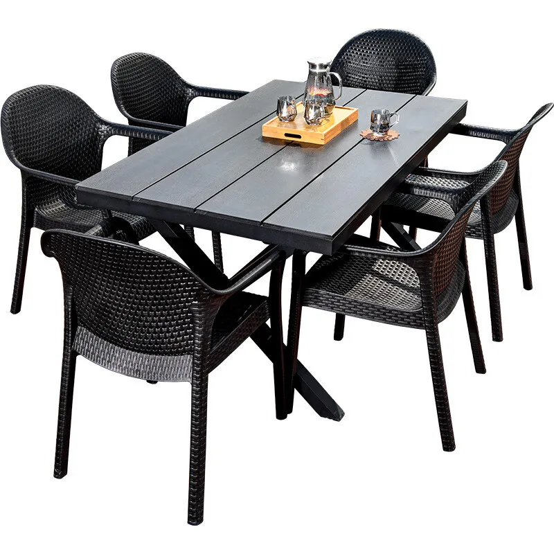 Outdoor Villa Rattan Stuhl Terrasse Garten Tee Rebe
