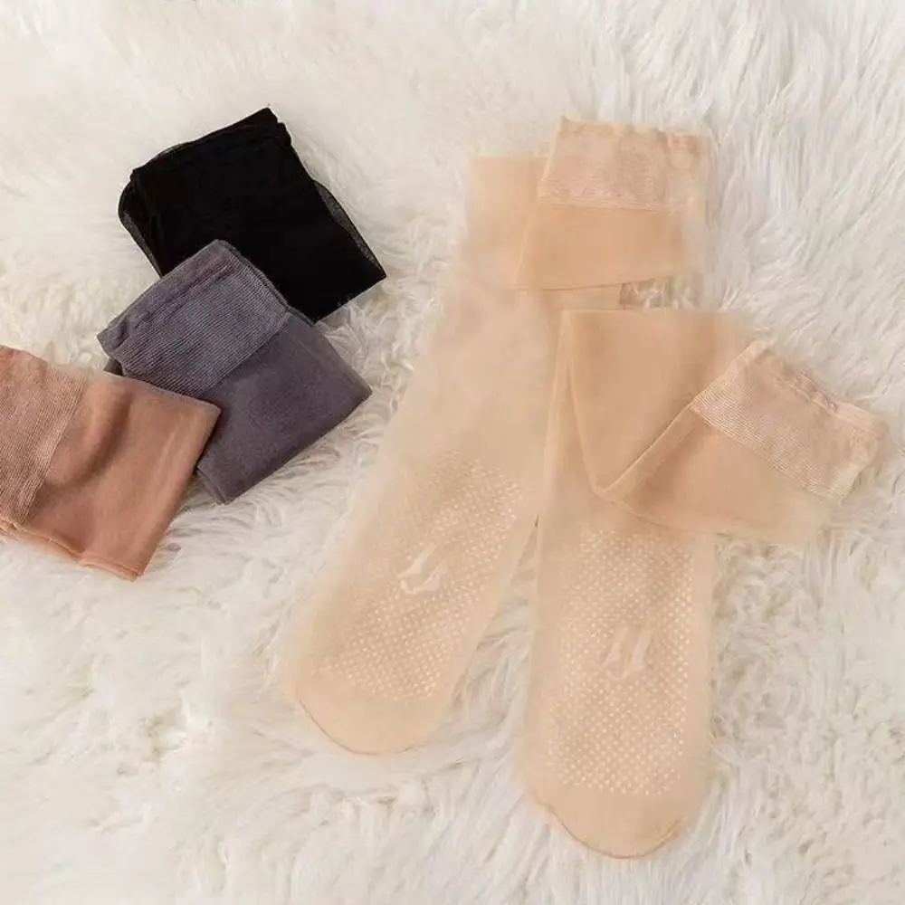 

8Pairs Sweet Solid Transparent Stockings Streetwear Ultra-thin Long Tube Socks Harajuku Lolita JK Silky Calf Socks Summer
