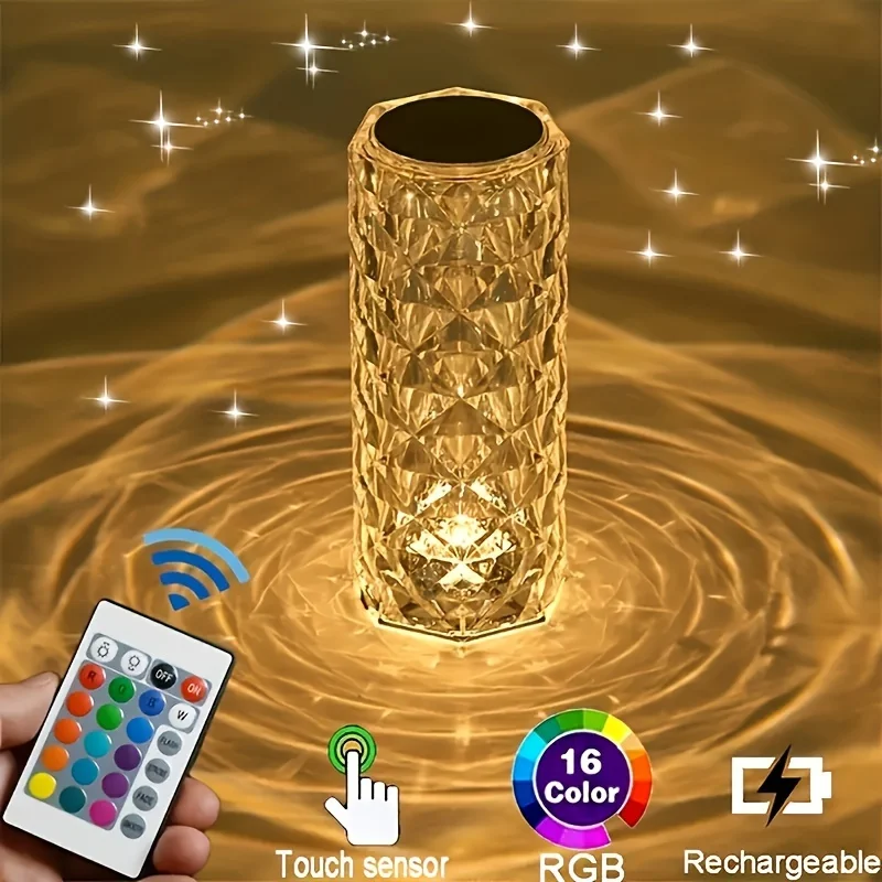 Kristall lampe 16-Farben-Wechsel RGB Nachtlicht Touch Lampe USB romantische LED Rose Tisch lampen für Schlafzimmer Party Abendessen Dekor Licht