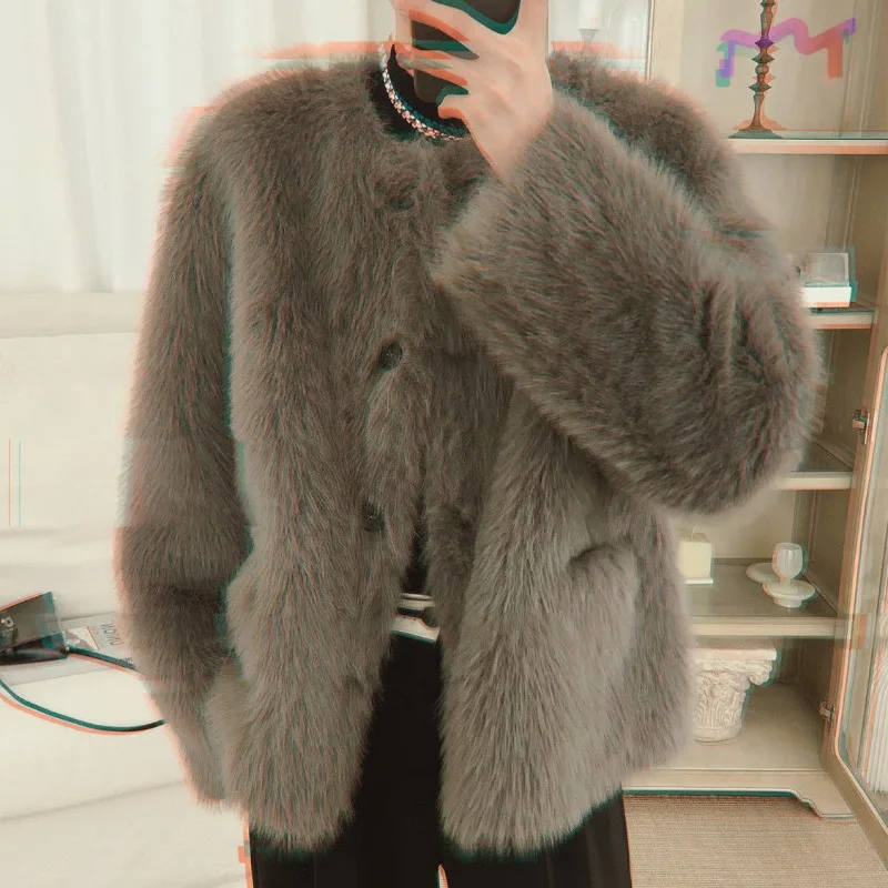 

Fur Jacket for men With High-end Imitating fur for Winter Niche Light Luxury Environmentally Friendly fur Jacket Cool Trendy