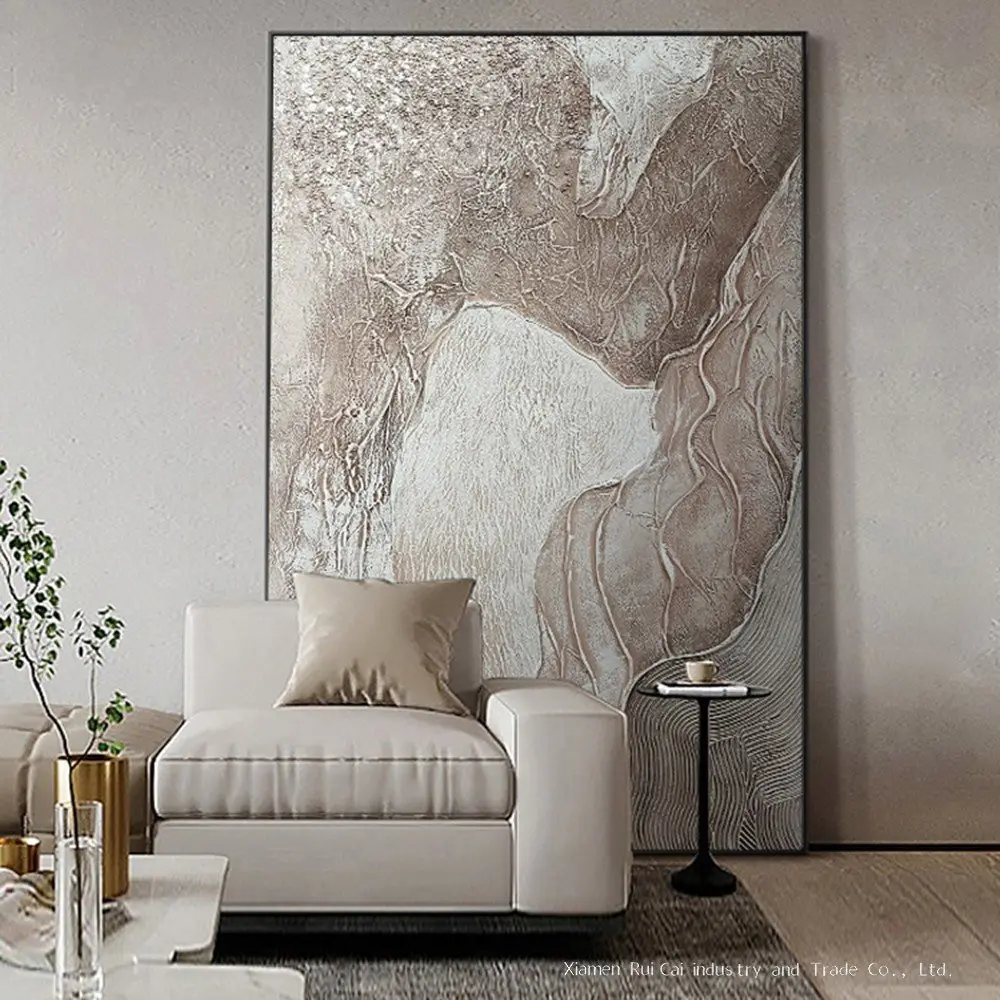 Luxury Handmade Abstract Oil Painting Wall Art  Modern Minimalist Thick Texture Canvas Mural for Living Room Decor Frameless Des