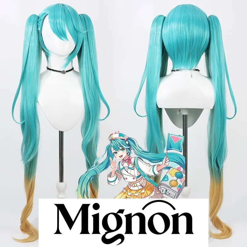 2025 Miku Future Tone Cosplay Wig, Scalp Cap, Long Gradient Twin Tails