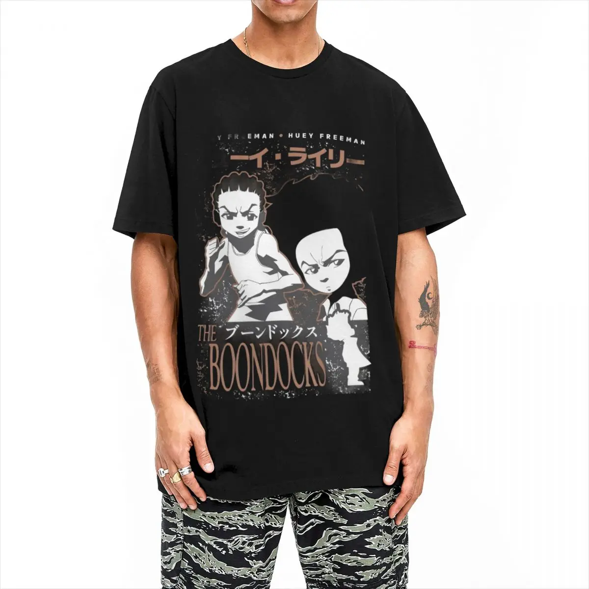 Men Women The Freeman Bros T Shirt The Boondocks Anime Cartoon 100% Cotton Tops Novelty Short Sleeve Crew Neck Original T-Shirts