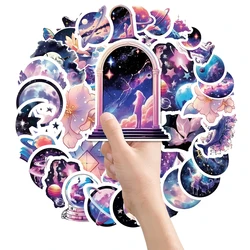 50pcs Starry Sky Stickers Bright Colors Non-Repeating Planet Astronaut Glass Cup Window Ledger Waterproof Self-Adhesive Decal