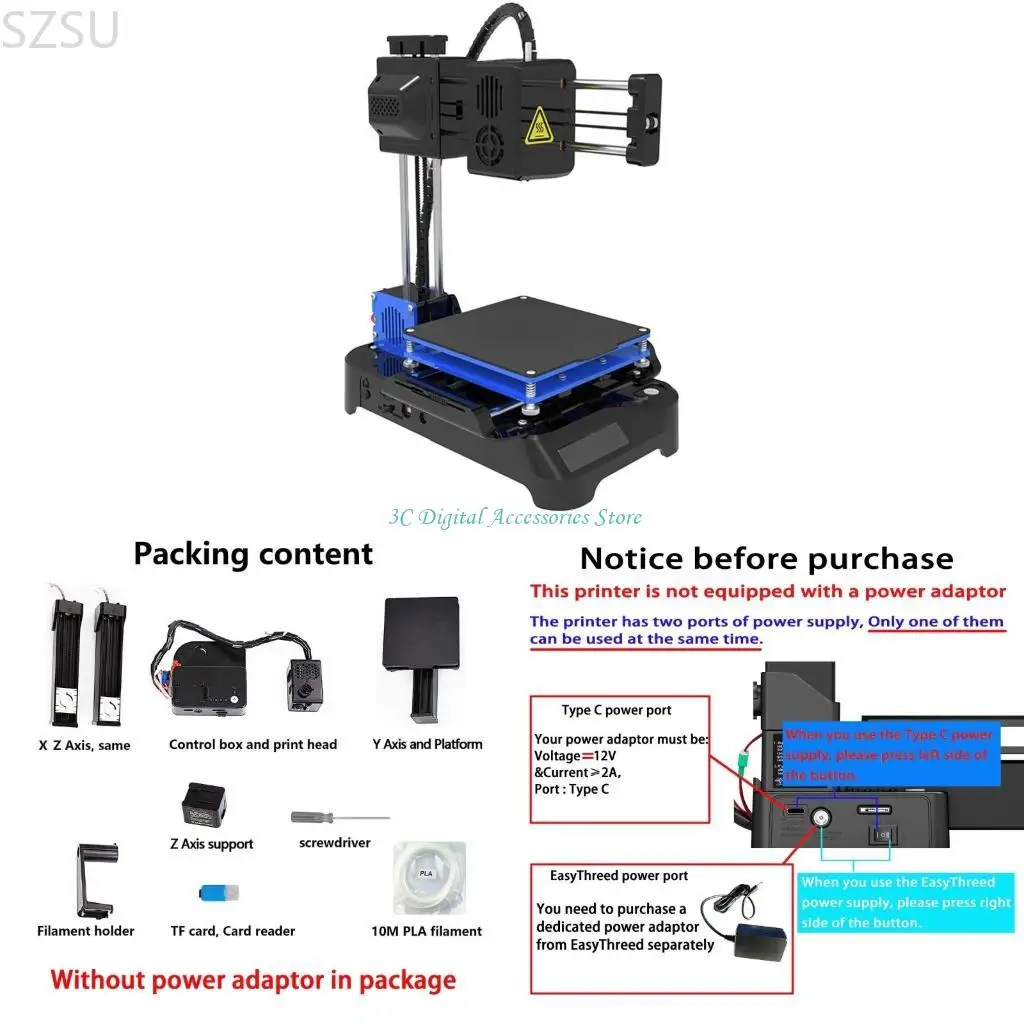 

Употребление пользователя Miniature 3D -принтер SZSU FDM 3D -печатная машина быстро, начиная с USB и Card Card