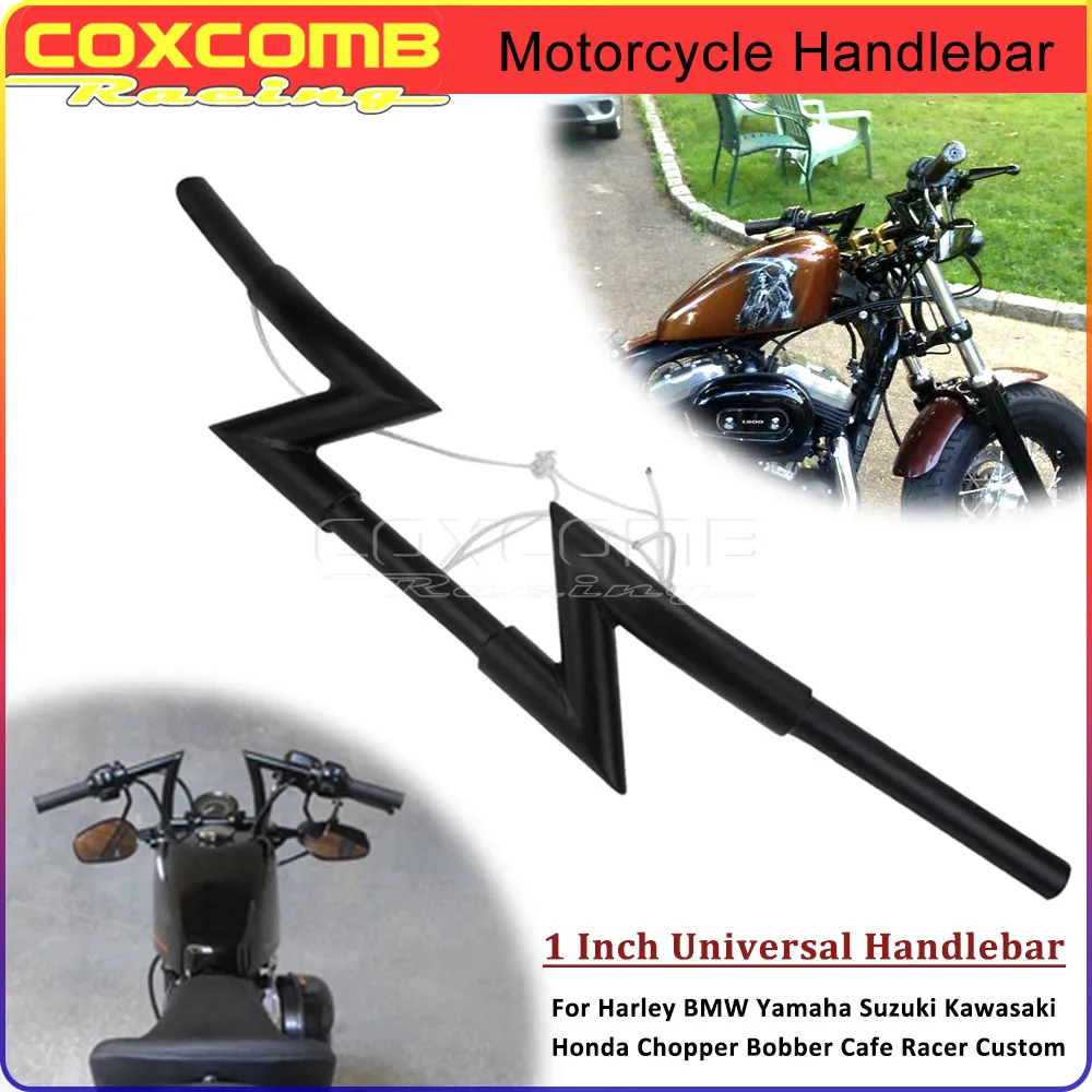 For Harley BMW Yamaha Suzuki Kawasaki Honda Chopper Bobber Cafe Racer Custom Motorcycle Z-Bar Handle Bar 1'' 25mm Drag Handlebar