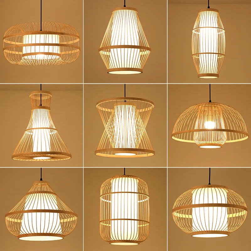 ZK50 Natural Bamboo Pendant Lamp Creative Bamboo Pendant Lantern Bamboo Art Rattan Lamp Handmade Art Decoration Lamp