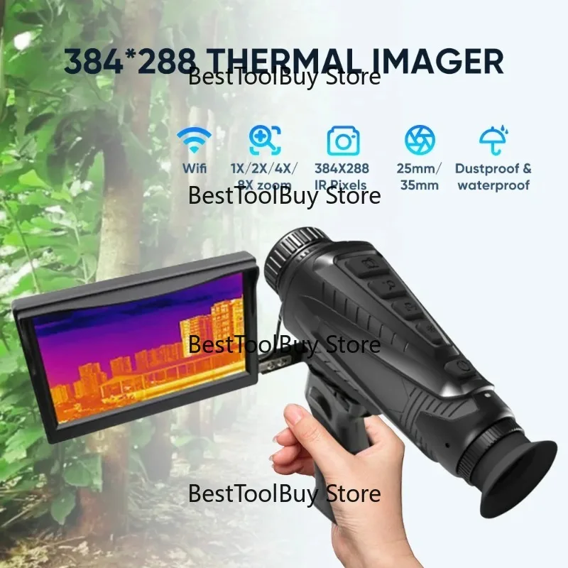 

50Hz Thermal Monocular Telescope 384*288 - 5Hours &1X~8X Zoom A16, Lightweight Hunting Night Vision for Outdoor Night Adventures