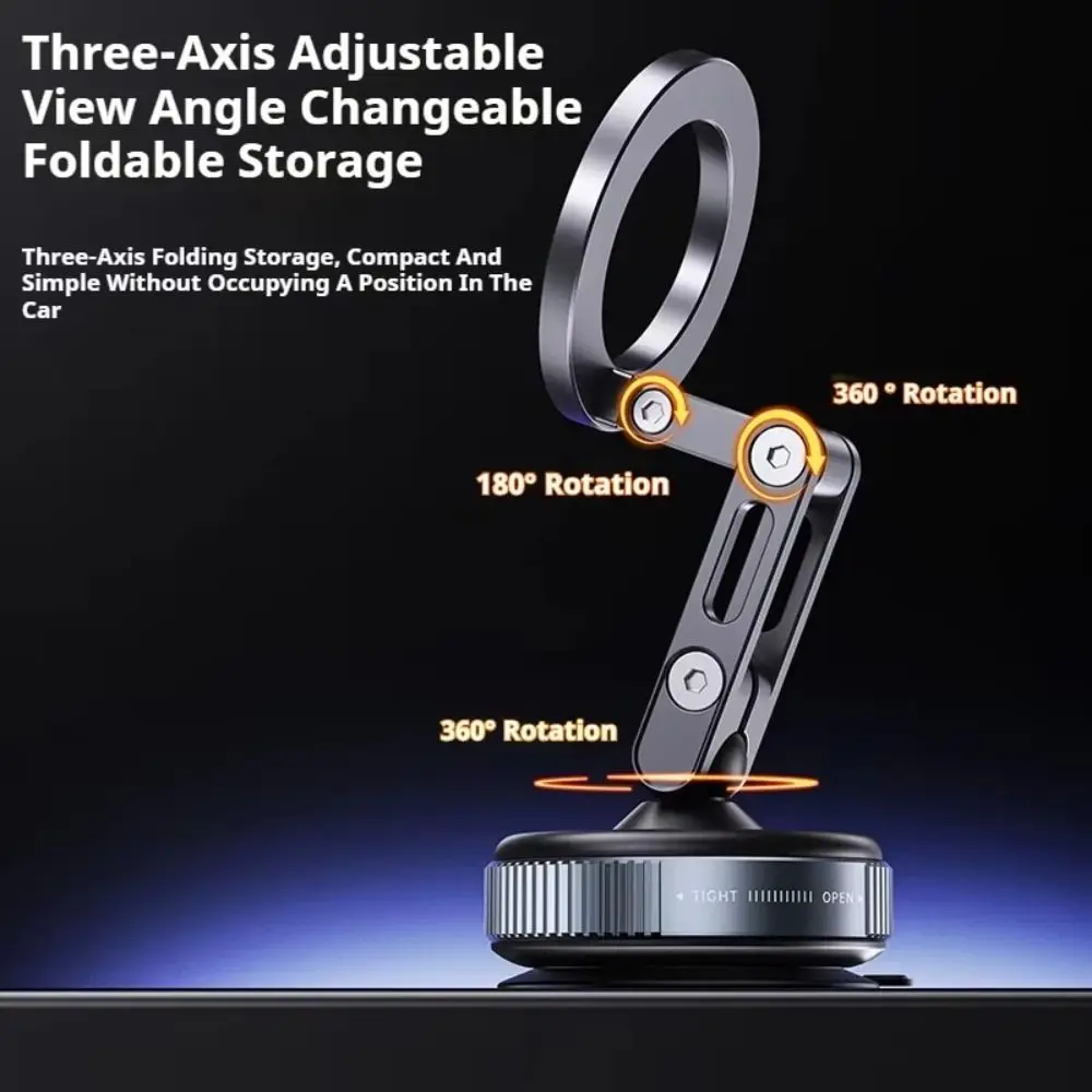 Vacuum Adsorption Car Magnetic Phone Holder Foldable 360 Degree Rotation for MagSafe Car Mount Suction Cup Mobile Phone Stand