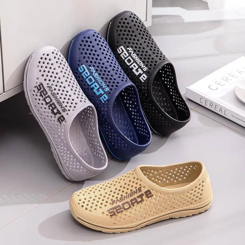 

New Men's Summer Breathable Mesh Clog Shoes Casual Outdoor Water Shoes Beach Trekking Shoes PVC Upper Plastic Bottom