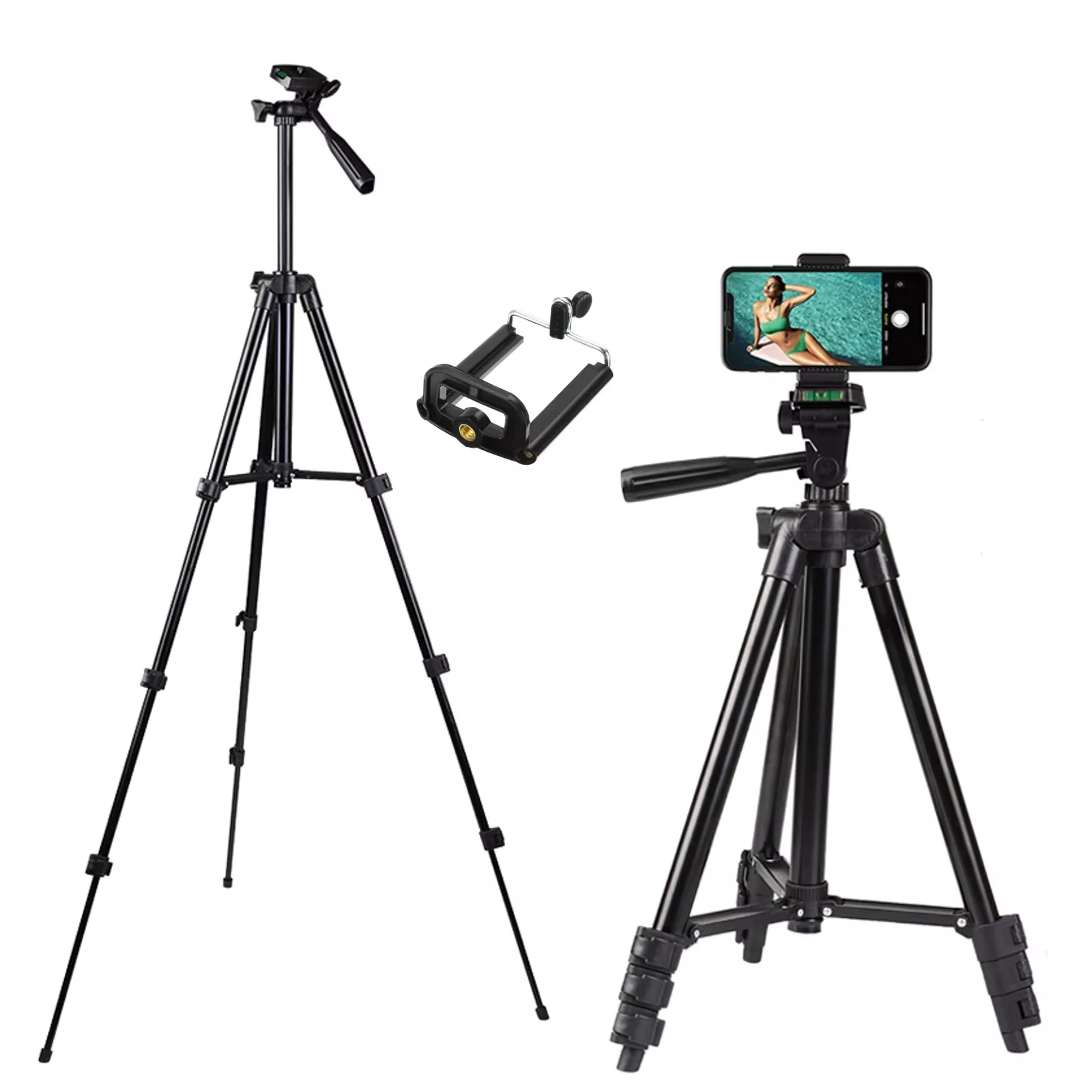 3120 Tripod for Phone 100cm Universal Photography Mobile with Built-in Level Stand Aluminum Clip