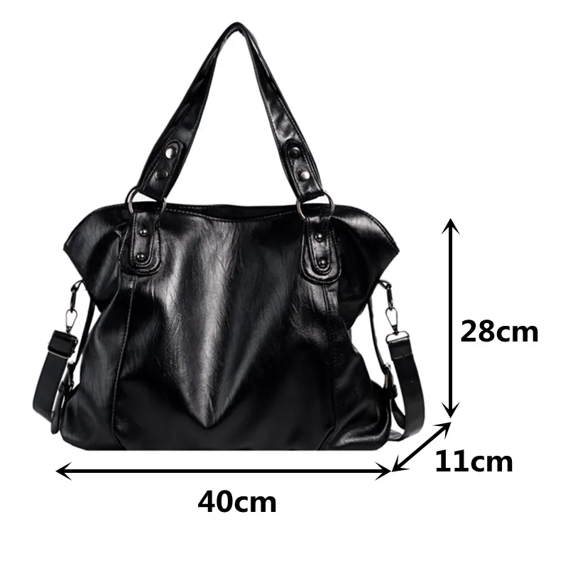 Solid Color Quality Soft Leather Crossbody Handbag Lady Travel Tote Bag Big Black Shoulder Bags for Women Large Hobo Shopper Bag