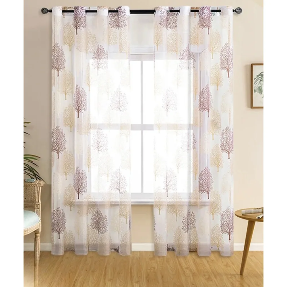 Living Room Tulle Sheer Curtains for Windows Voile Curtain for Kitchen Balcony Ready-made Bedroom Decoration Trees Look