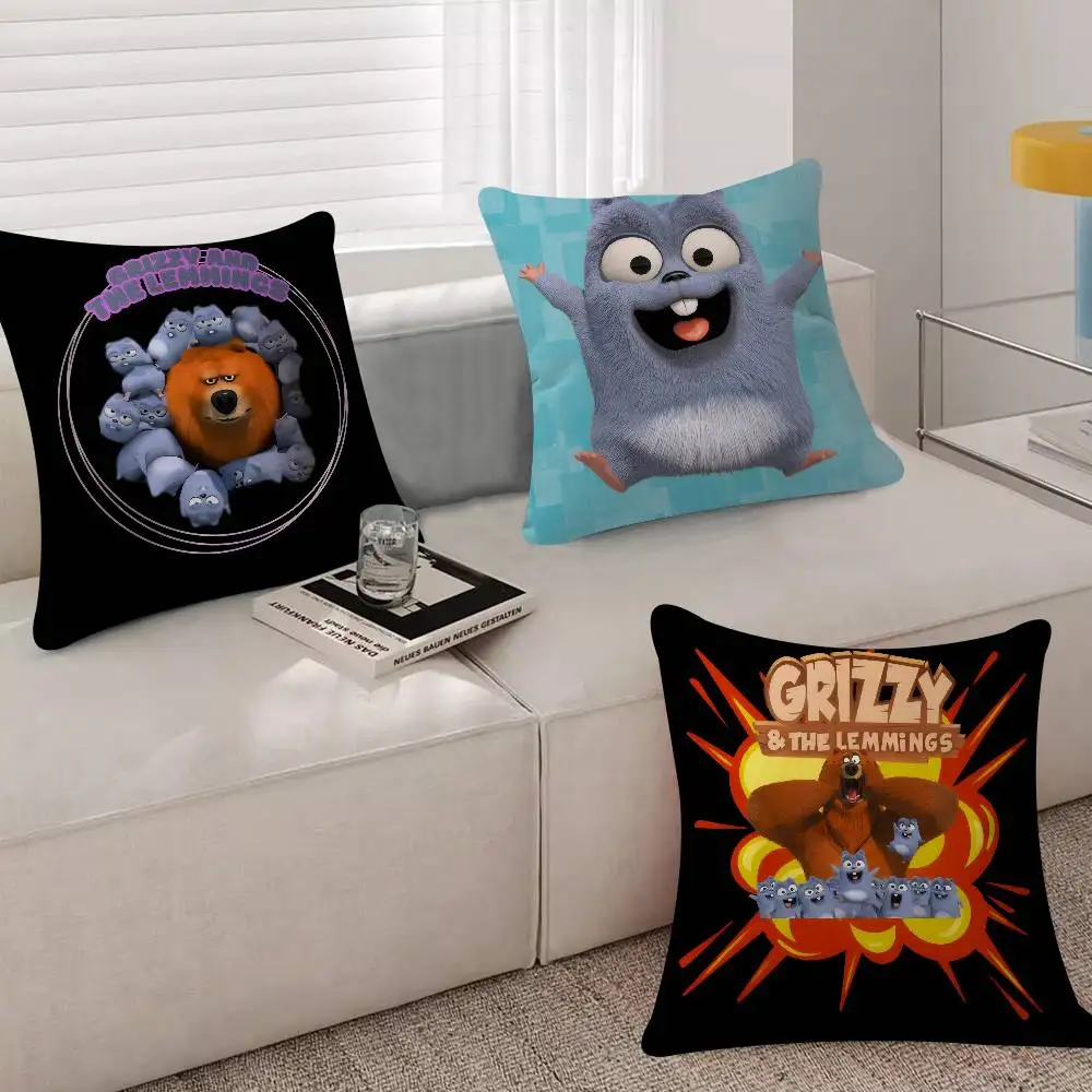 Cartoon Grizzy and the Lemmings  Personalized Pillow Dust Cover Bedroom Kids Party Decoration Pillowcase Birthday Children Gift view 3