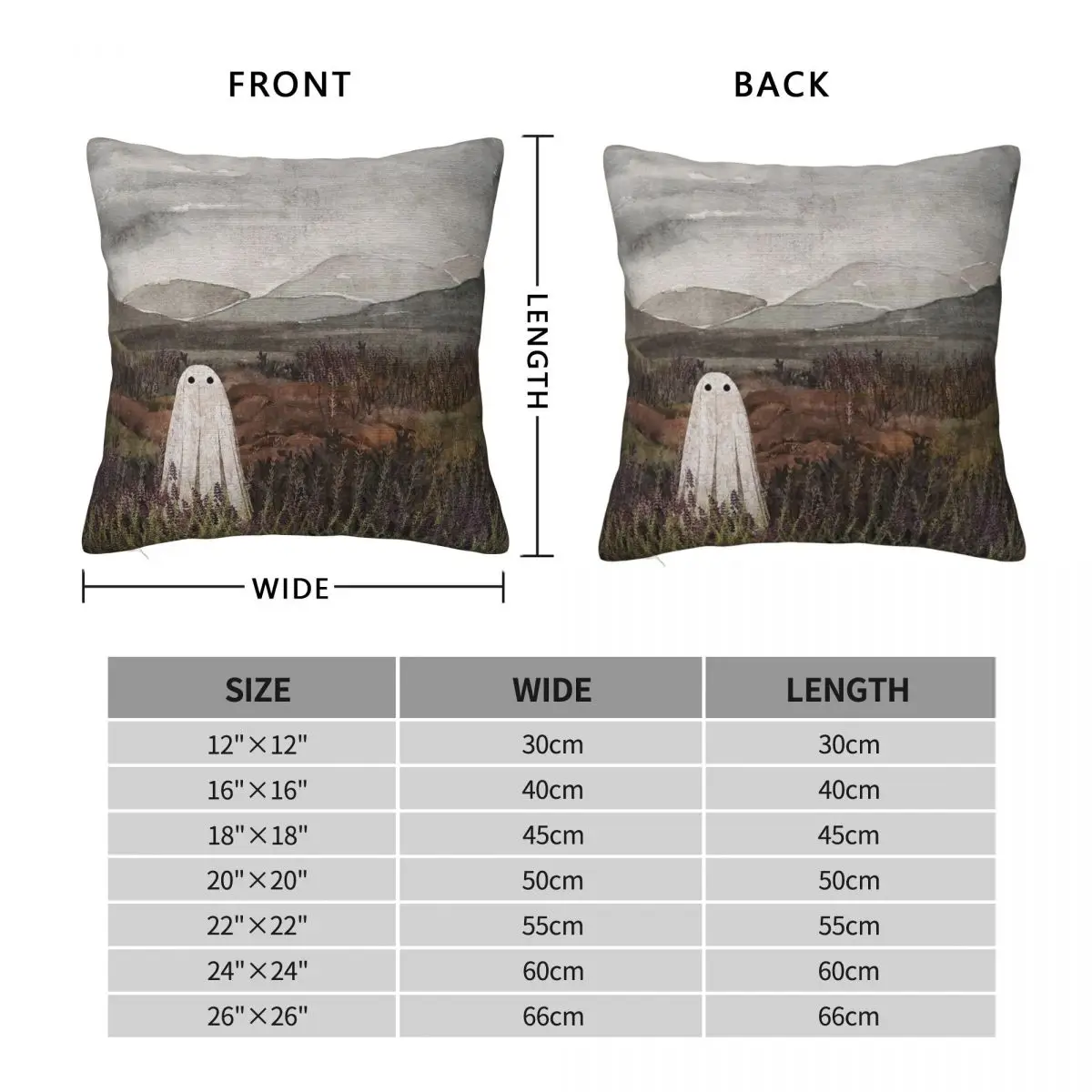 Heather Ghost Spirit Square Pillowcase Polyester Linen Velvet Printed Zip Decorative Bed Cushion Cover Wholesale