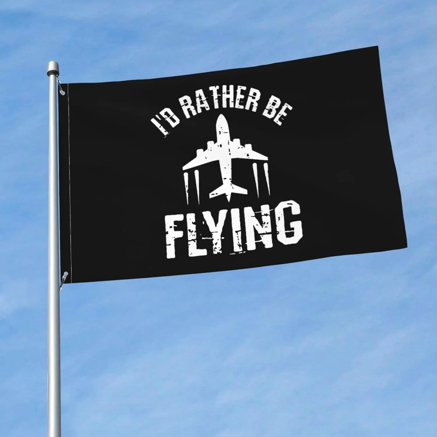 I'd Rather Be Flying Airplane Flag Polyester Vivid Color Aviation Enthusiast Outdoor Decor
