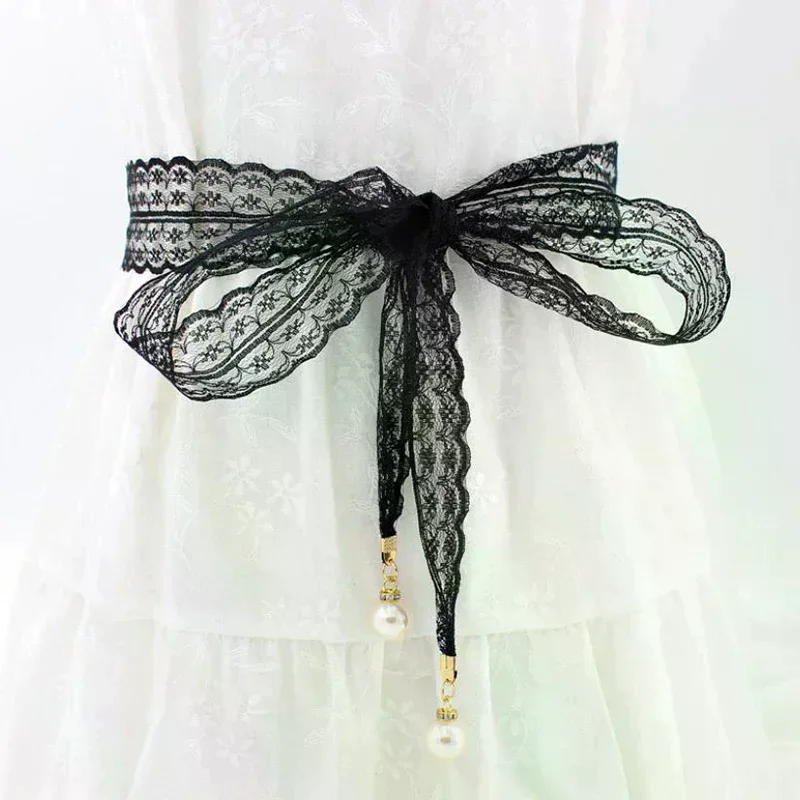 Fashion Sweet Decorative Lace Waist Belts Pearl Pendant Clothing Accessories Chain Belt Elegant Dress Waist Chain For Women