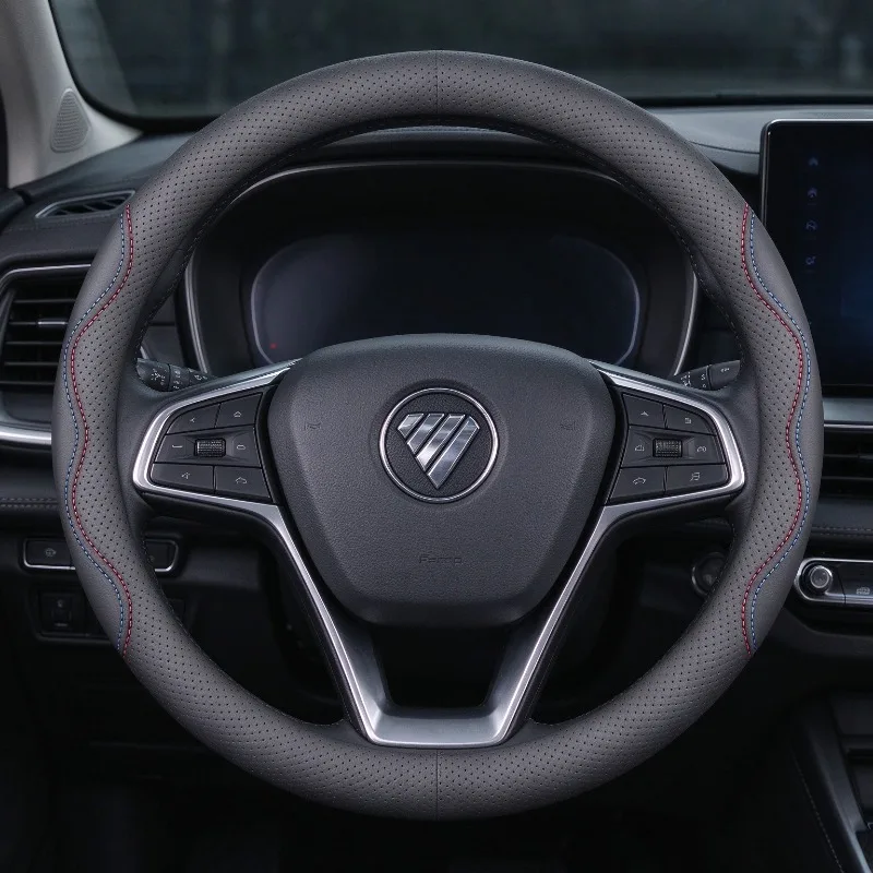 For Foton 37-38cm Nappa Leather Steering Wheel Cover,Ultra Thin,Soft Hand Feel,Anti Slip,All Season Universal,Auto Accessories