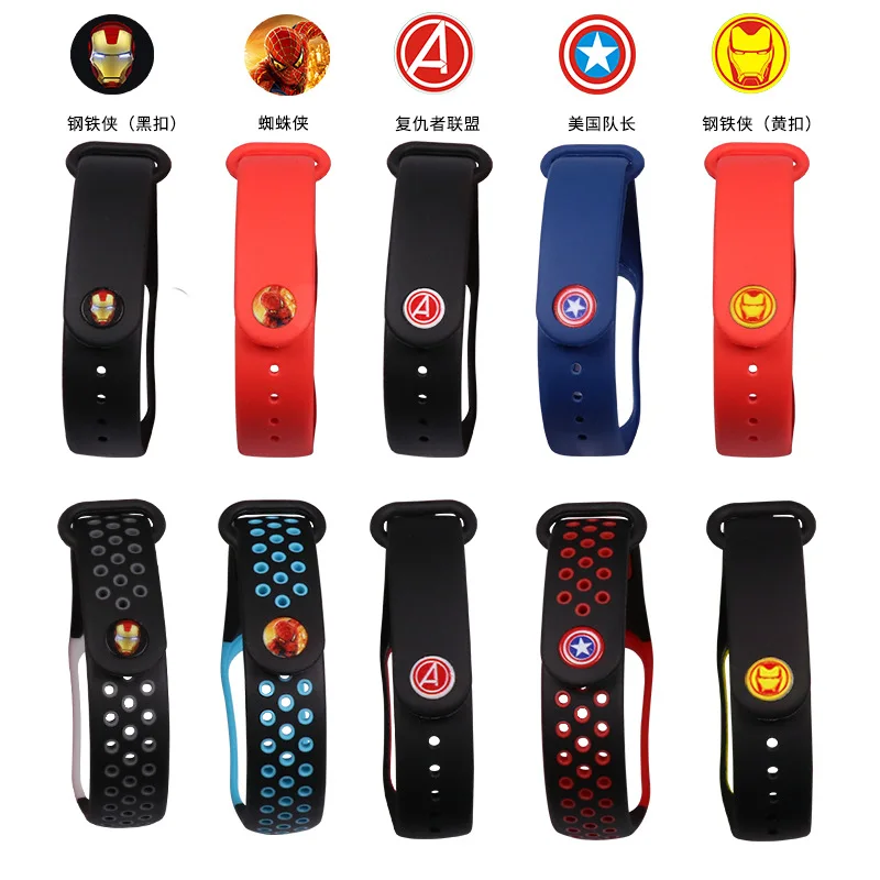 Suitable for Mi Band 3/4/5/6nfc Wristband Disney Avengers Hulk Iron Man Silicone Watch Strap Xiaomi Sports Replacement Band