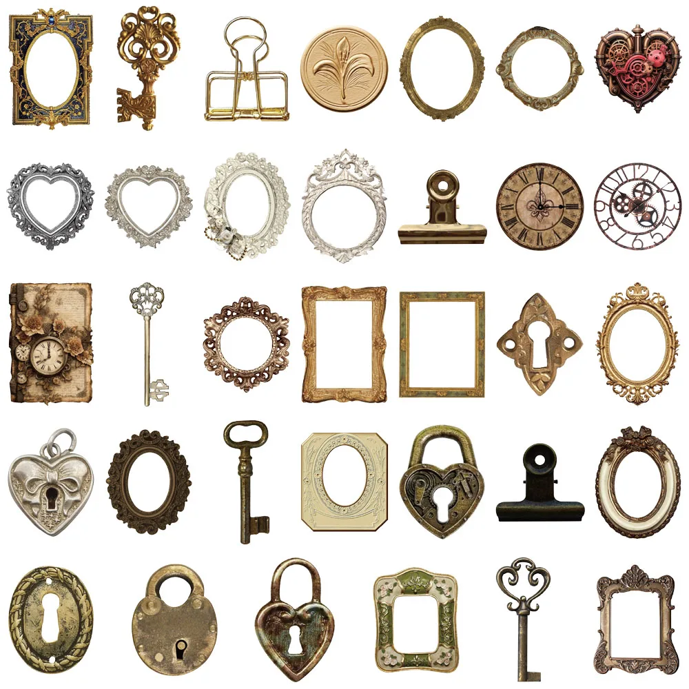 68 قطعة من ملصقات إطار الصورة الإبداعية الرجعية، وديكورات الحسابات، وحافظات الهاتف، وملصقات شخصية للكمبيوتر المحمول #4