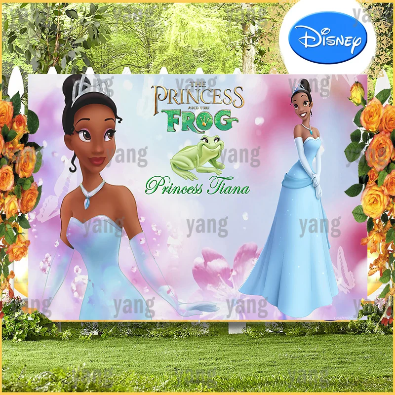 Custom Disney Princess and The Frog Backdrop Tiana Party Colorful Flowers Background Baby Shower Girl Birthday Banner Decoration