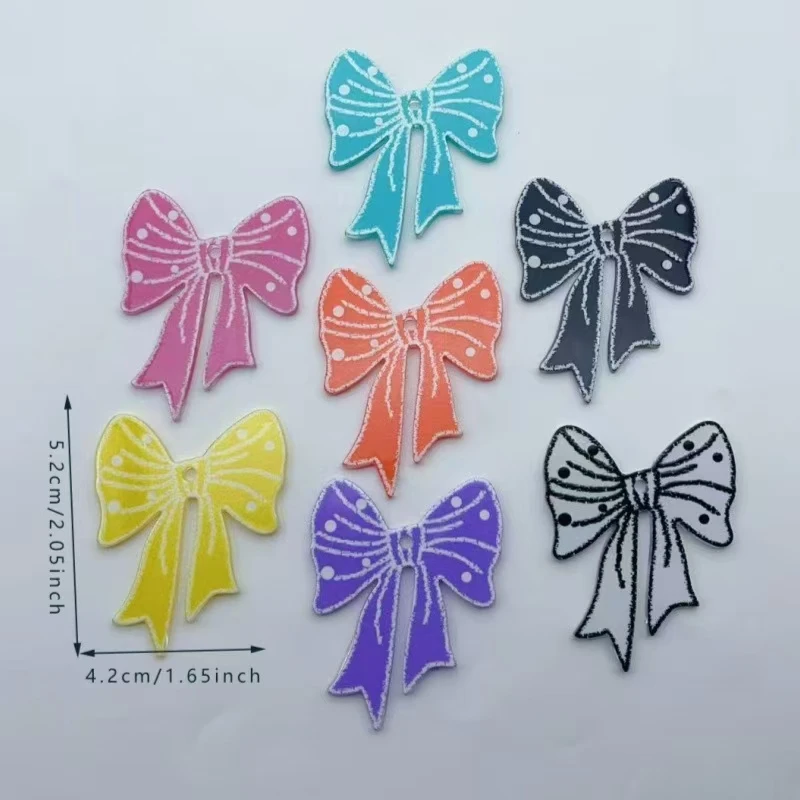 10pcs trendy new multi-color acrylic printed bow bag pendant, mobile phone chain, keychain, car accessories, clothing accessorie view 6