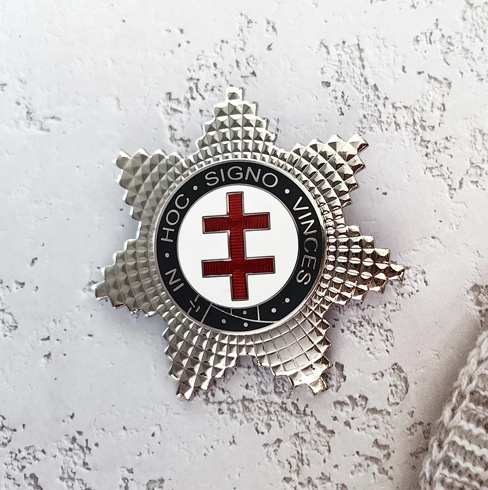 Alfinetes de lapela maçônicos emblema maçô maçon prata emblema ordem da cruz vermelha tamanho 6.3cm acessórios de lembranças requintadas