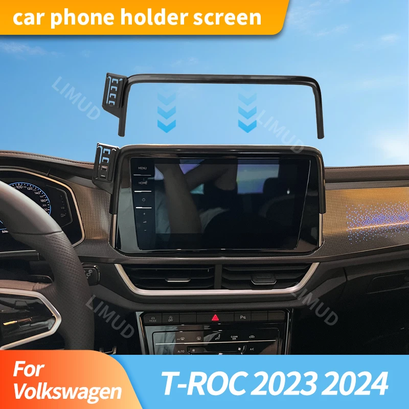

Car Screen Base Fixed Mobile Phone Holder For Volkswagen T-ROC 2023 2024 8-Inch Screen Navigation Bracket Car Accessories