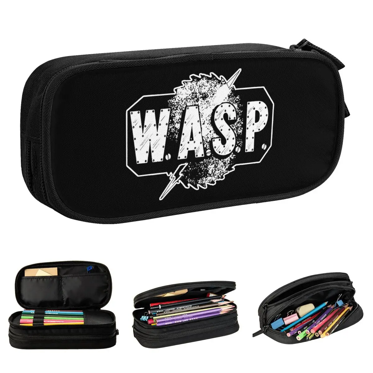 New Band W.a.s.p.heavy Metal Pencil Case Pencilcases Pen Box for Student Big Capacity Bag Students School Zipper Stationery