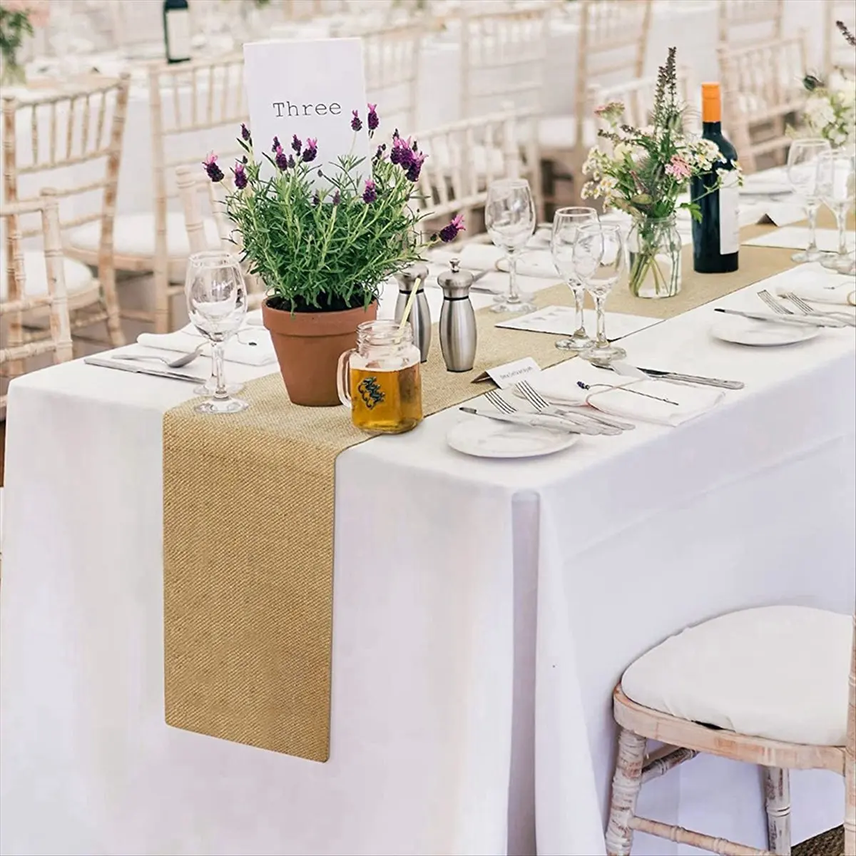 Okay 3X Table Runner 10 M X 30 cm Jute Table Runner Linen Jute Fabric, Table Runner Roll Table Decoration