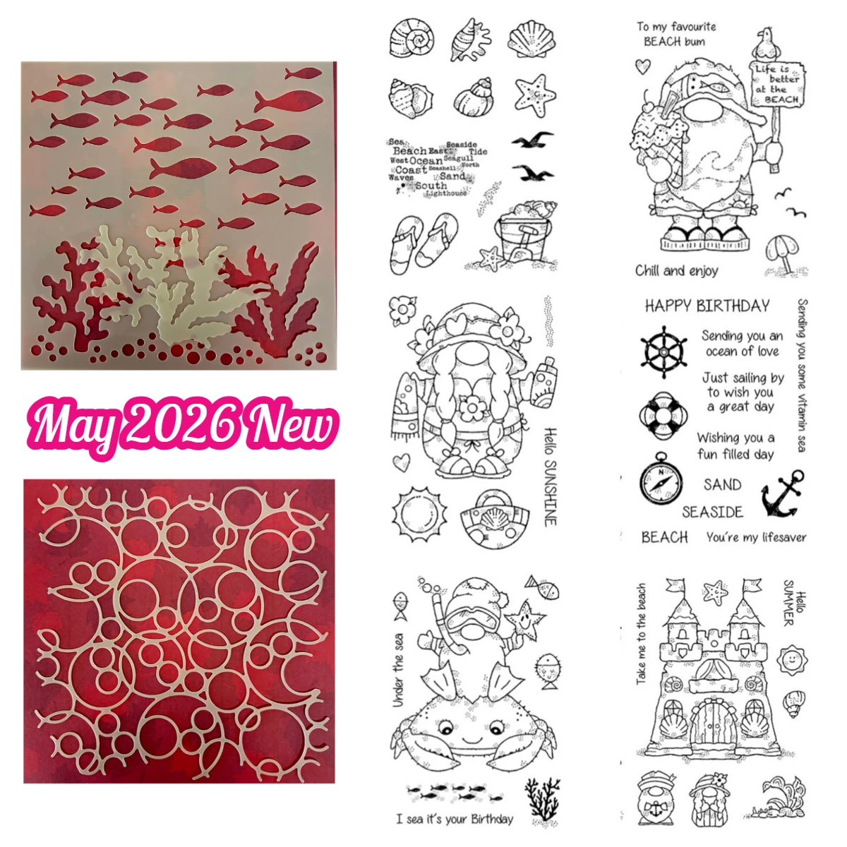 Plantillas de malla de burbujas reutilizables, sellos transparentes de verano Norma, plantilla para manualidades, dibujo DIY, álbumes de recortes, moldes para colorear