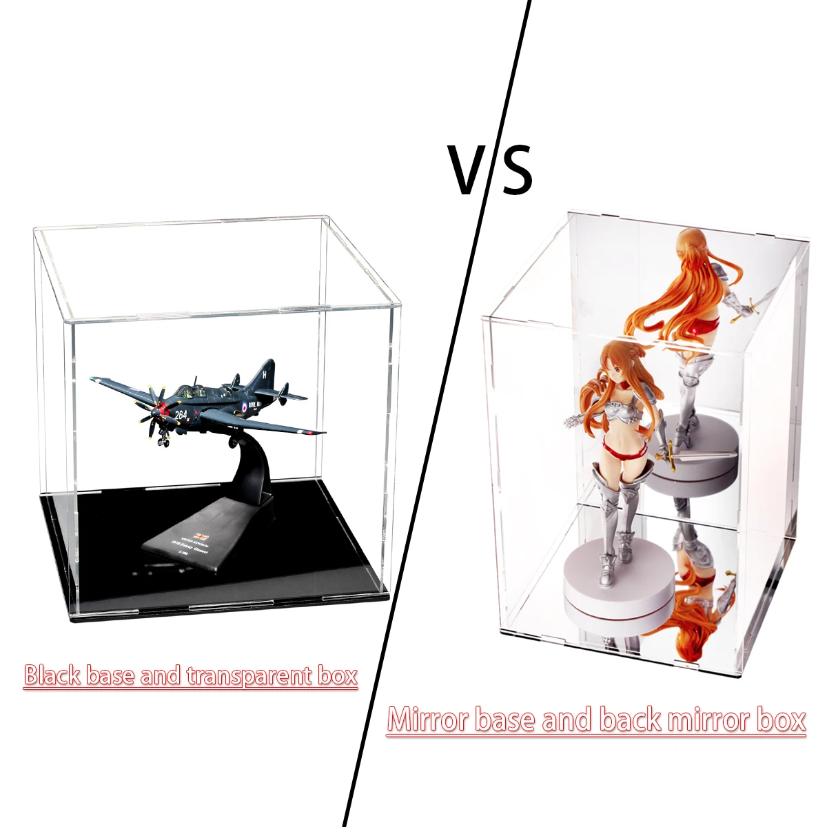 Mirror Acrylic Display Case for Funko Pop Lego, Dustproof Clear Action Figure Showcase, Storage Box for Collectibles with Base