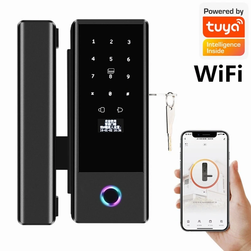 Tuya Smart Home Fingerprint Lock for Sliding Glass Doors Glass Door Electronic Lock with Advanced Biometric Access-VVNB
