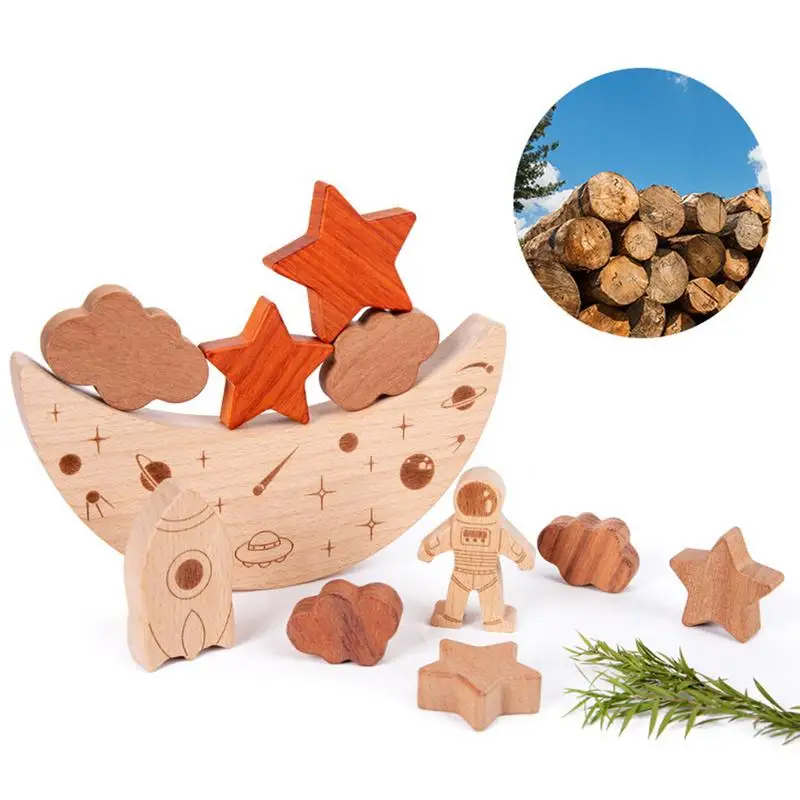 Creative Wooden Stacking Blocks Toys Kids Interactive Game Balanced Building Blocks Children Montessori Educational Toys