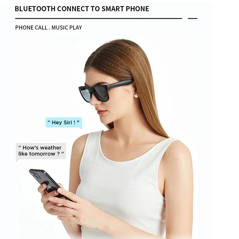 ชายหญิงแว่นตาสมาร์ทบลูทูธ 5.0 หูฟังชุดหูฟังไร้สายหูฟัง UV400 Polarized Blue Light Blocking เพลง Eyeglasses