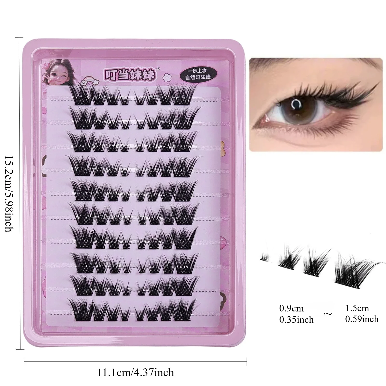 Fox Eye Effect Fluffy False Eyelashes Reusable DIY Thick Winged Lash Extension Daily Use Natural Cluster Lashes Manga Lashes