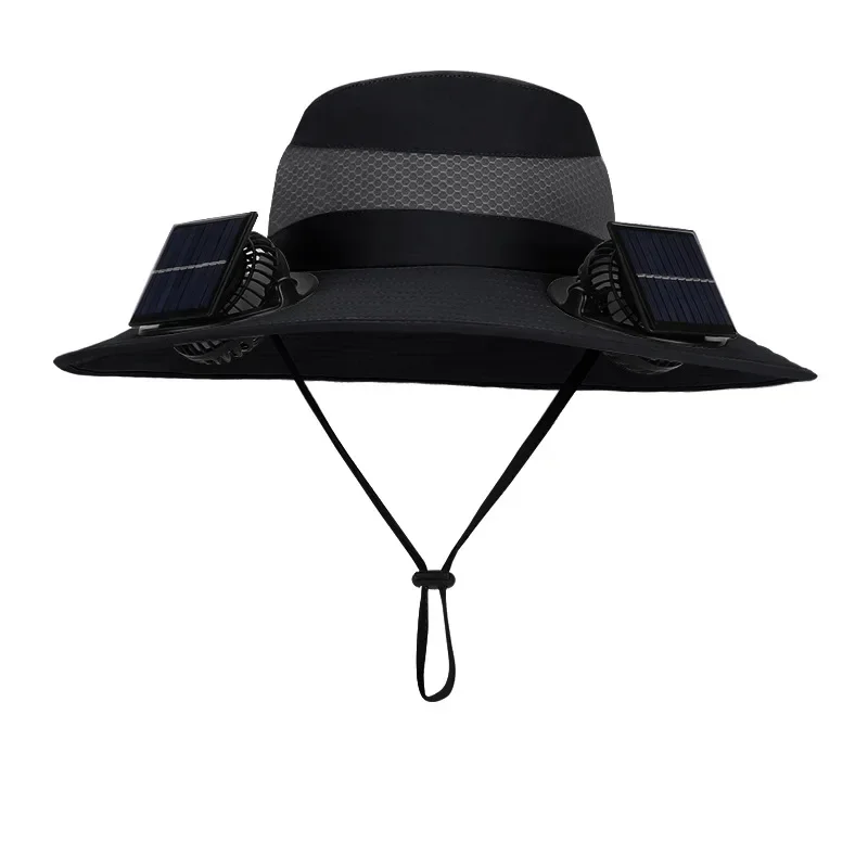Mens Quick Dry Bucket Hat Large Size Sun Hat with Solar Powered Fan USB Rechargeable for Outdoor Hiking Camping Fishing Activity view 6