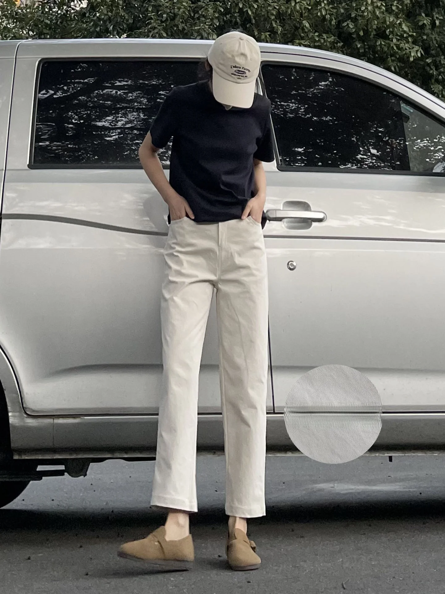 

Left Hand 26 Spring Autumn Apricot Small Straight Leg Casual Pants Women Slim Fit Nine Points Cigarette Pants Commute Breadst...