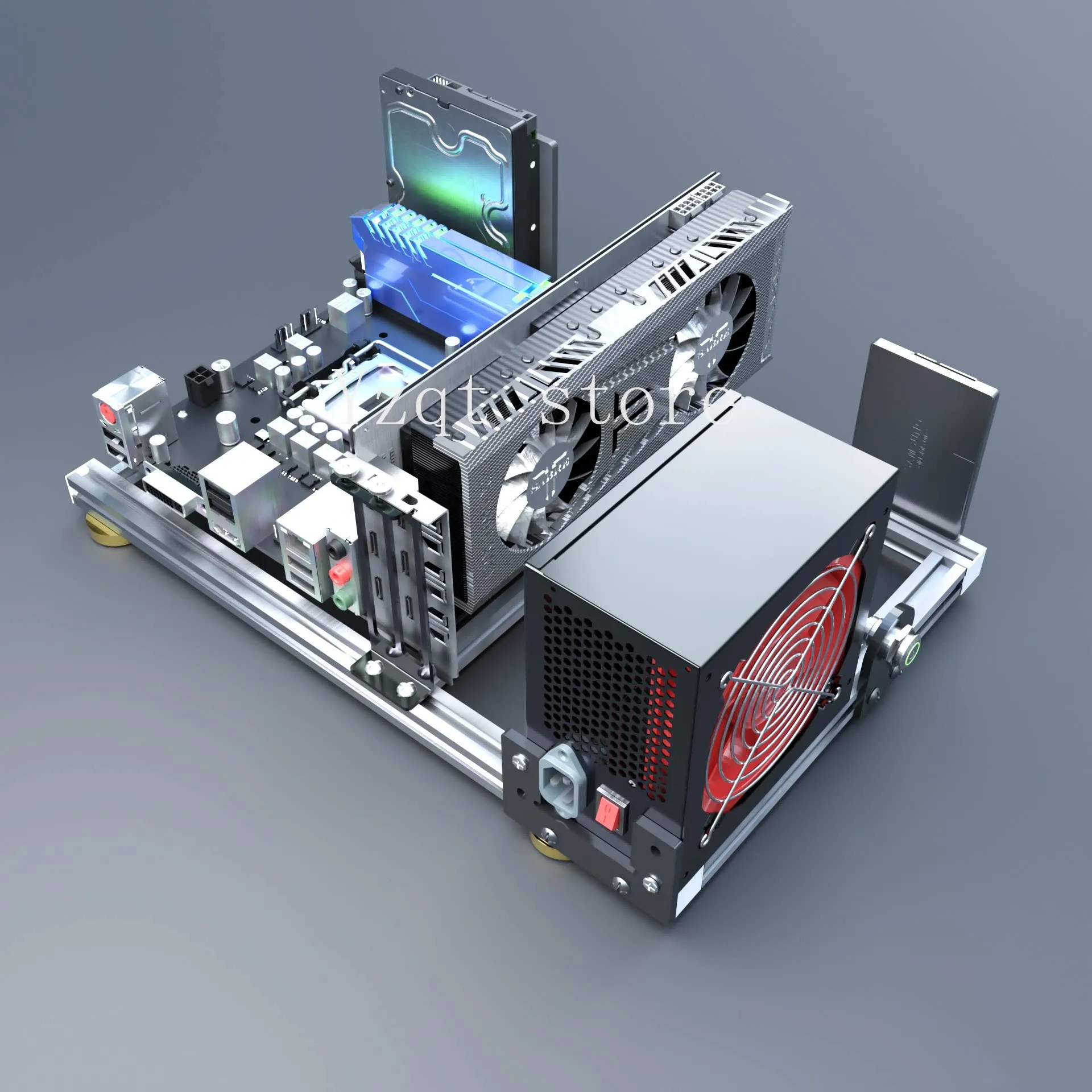 Aluminum alloy, open computer case, support ITX mini main board, support dual-channel X79 X99 water cooling