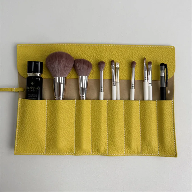 Portable Roll Up Handmade Makeup Brush Holder Makeup Brush Organizer Travel Makeup Brushes Bag Pouch For Women Eyebrow Brushes