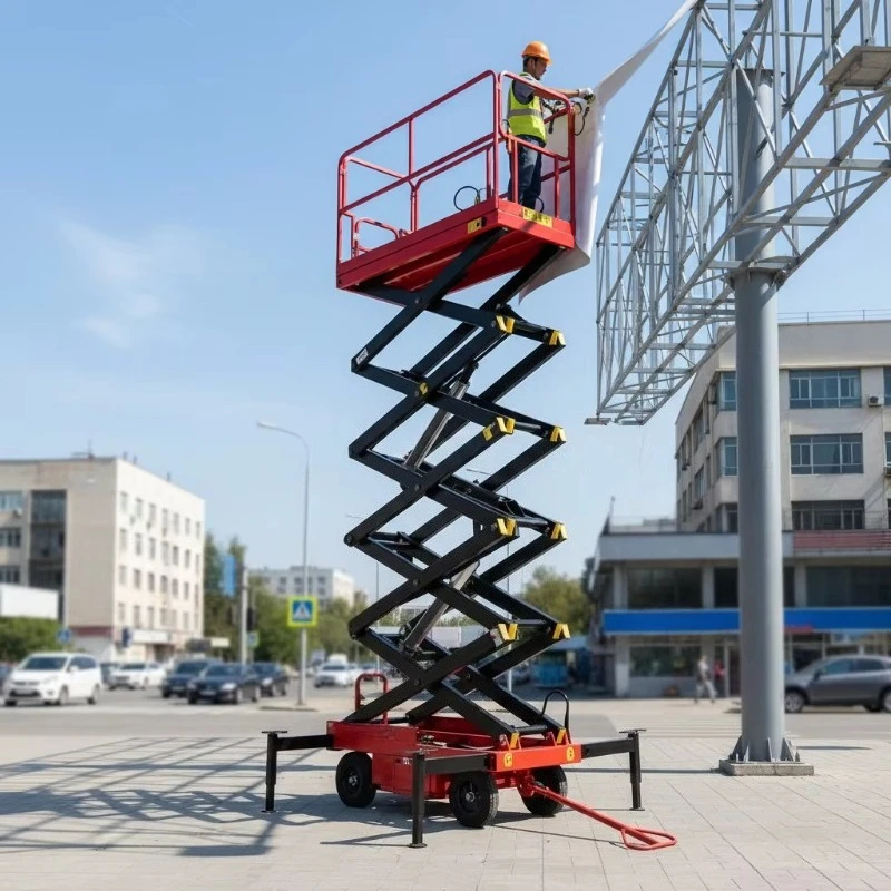 Factory Direct Delivery At Low Price 4m 6m 8m 10m 12m 14m 16m 18m Manual Towable Scissor Lift Platform for Aerial Work