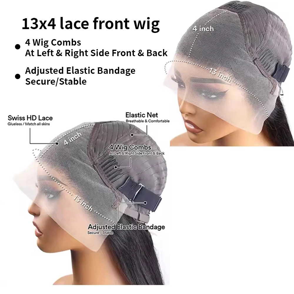 Blue Shot Bob Human Hair Wigs 13X4 Lace Frontal Wig Human Hair Brazilian Hair Wigs For Black Women 180 Density - Image 6