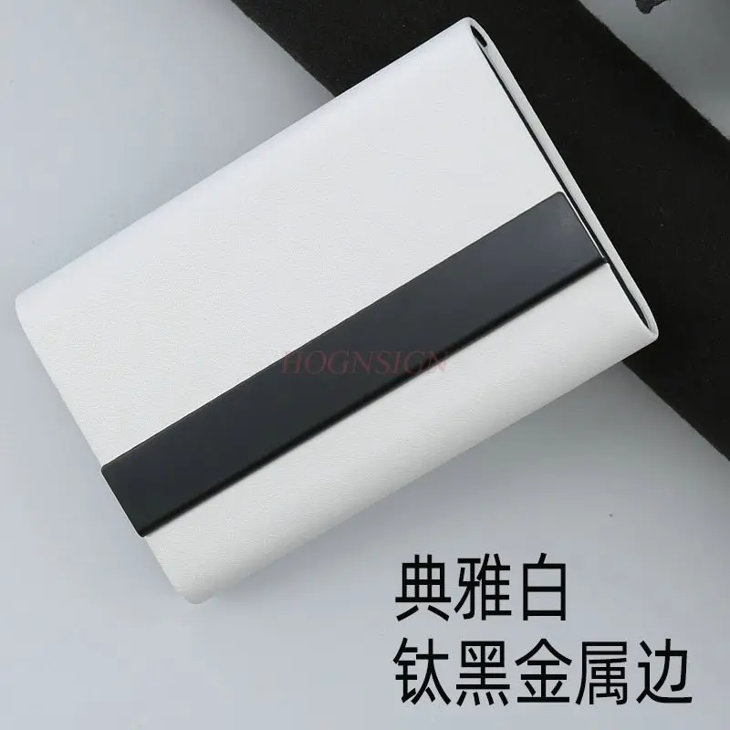 قطعة واحدة من صندوق بطاقات العمل مصنوع من جلد البقر الصغير، حامل بطاقات عمل ذو سعة كبيرة للتخزين، محمول وسهل الحمل #6