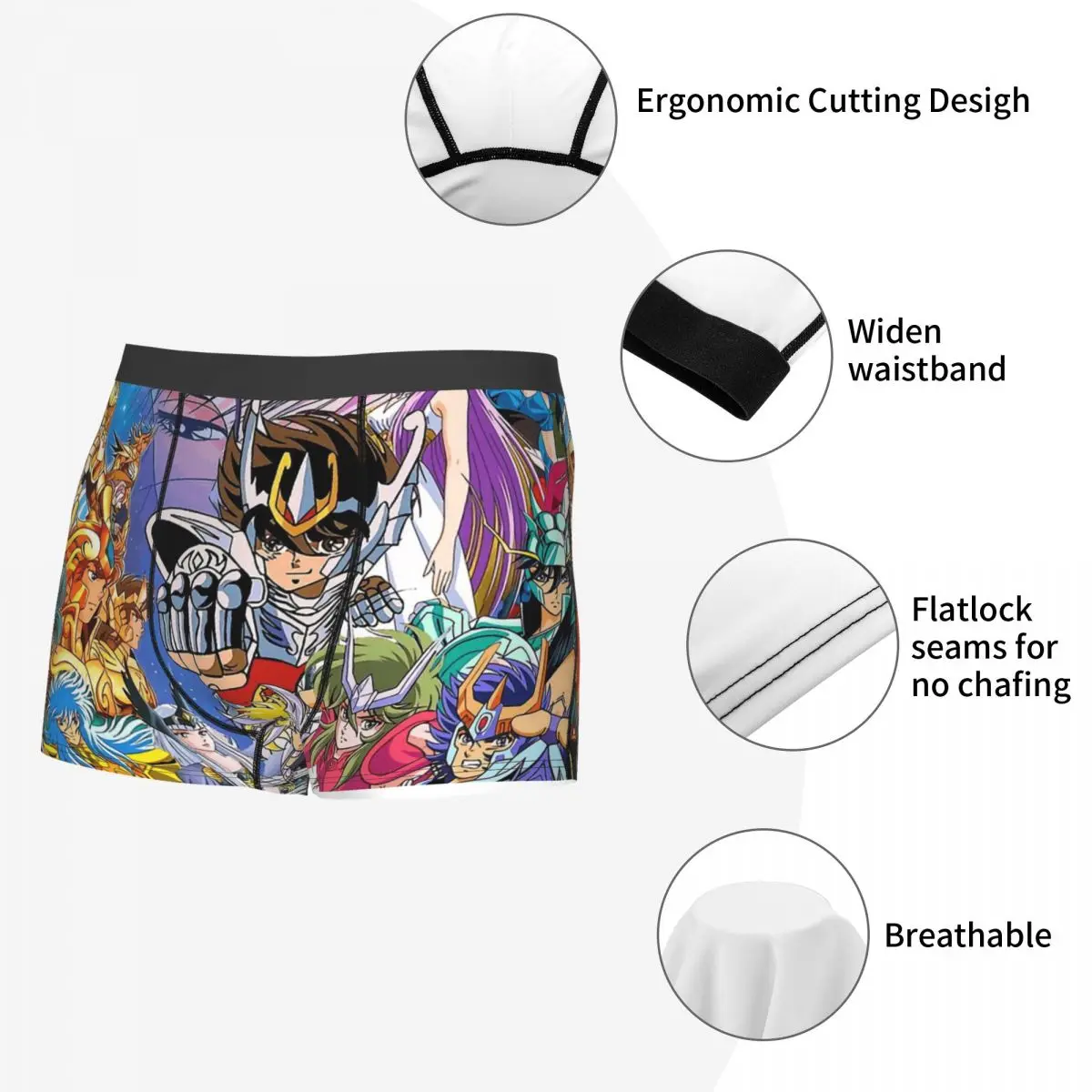 Man\'s Boxer Briefs Saint Seiya Highly Breathable Underwear Top Quality Print Shorts Gift Idea